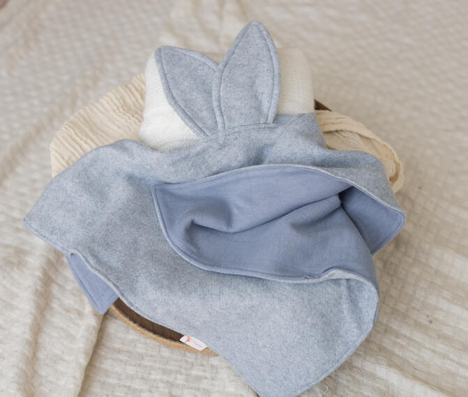 Hasentuch blau Kuschelstoff/Musselin 35.-