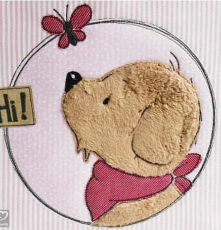 Button Hund Schmetterling
